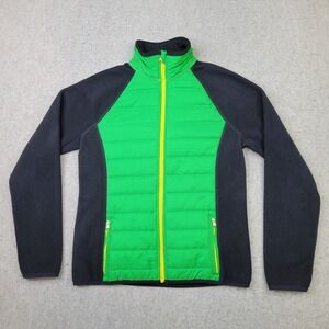L-RL Ralph Lauren Active Jacket Women's Sz M Full Zip Fleece Quilted GREEN BLACK
